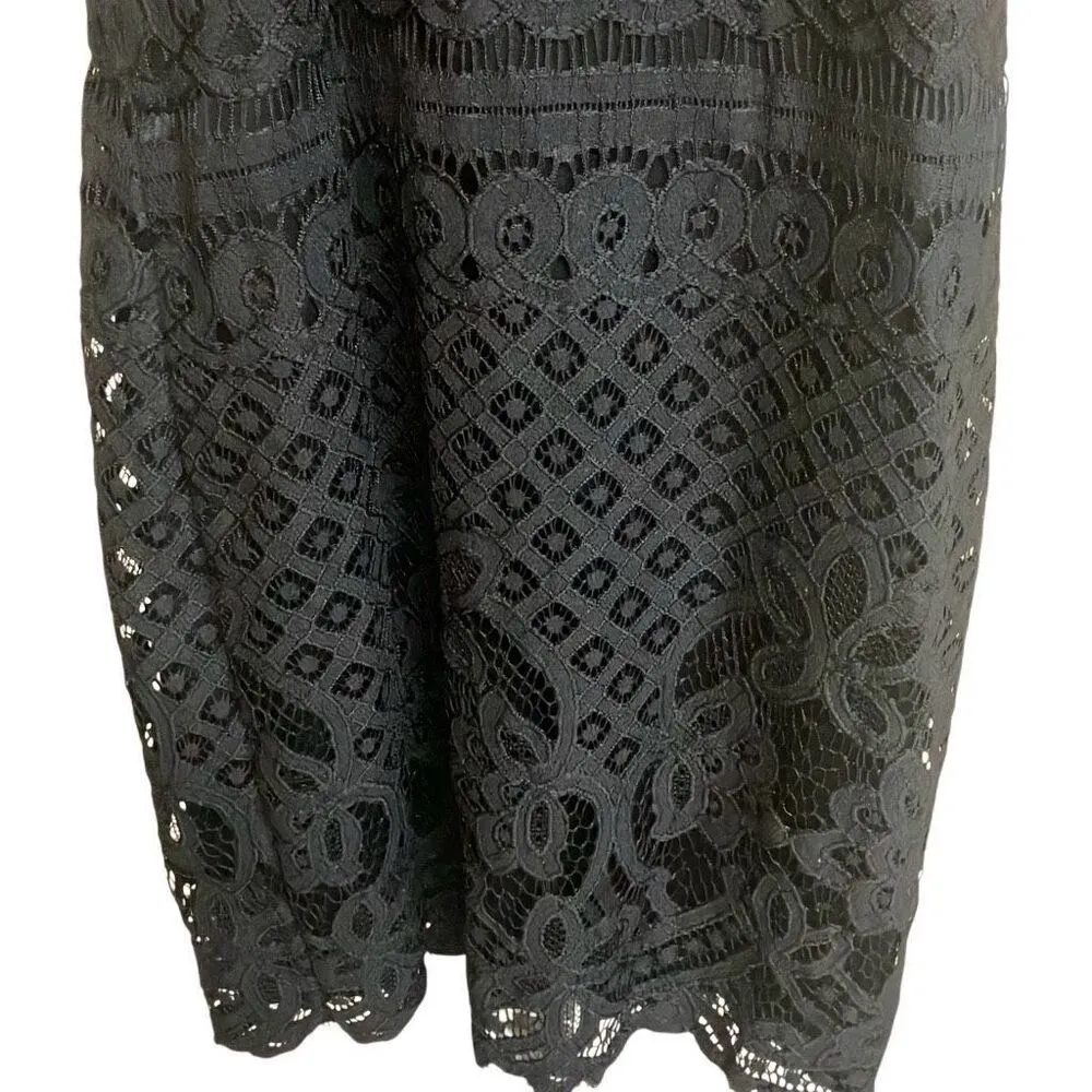 506. Express crochet black knee length high neck dress sz 4 - Image 3