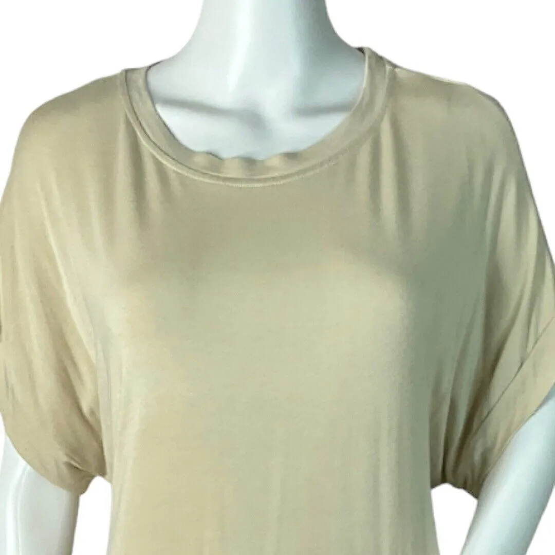 Hayden Dress Women Small Cream Tie Front T-Shirt Dress Neutral Minimalist Casual - Image 4