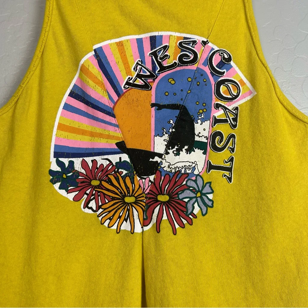 ⭐️Free People we the free west coast yellow swing graphic tank top size small - Image 4