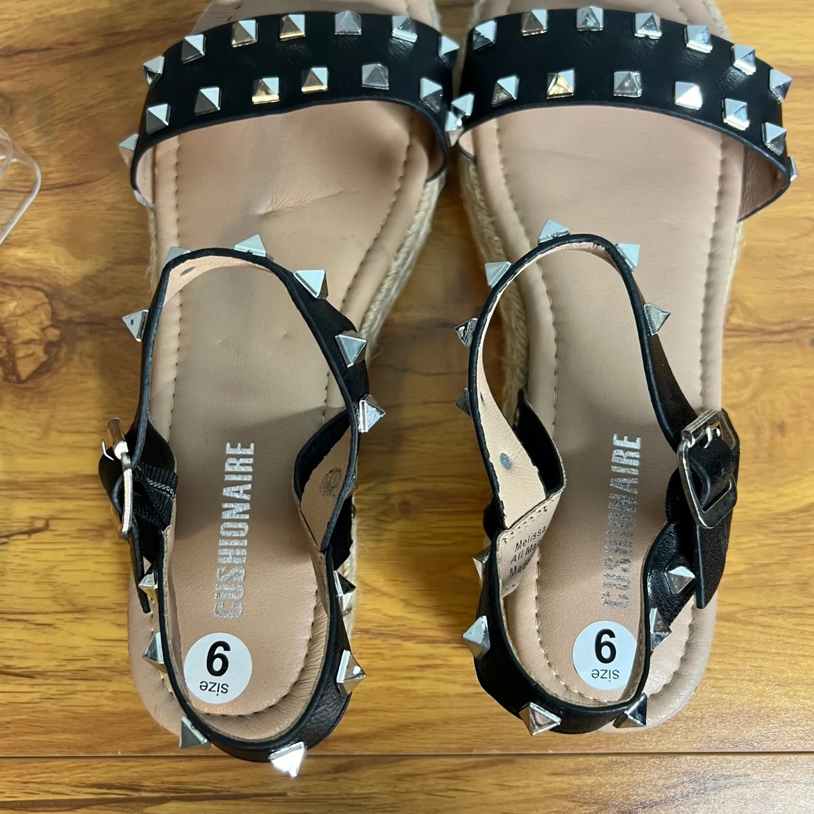 Cushionaire Studded Platform Sandals Size 9 Black Ankle Strap Grunge Goth NEW - Image 4