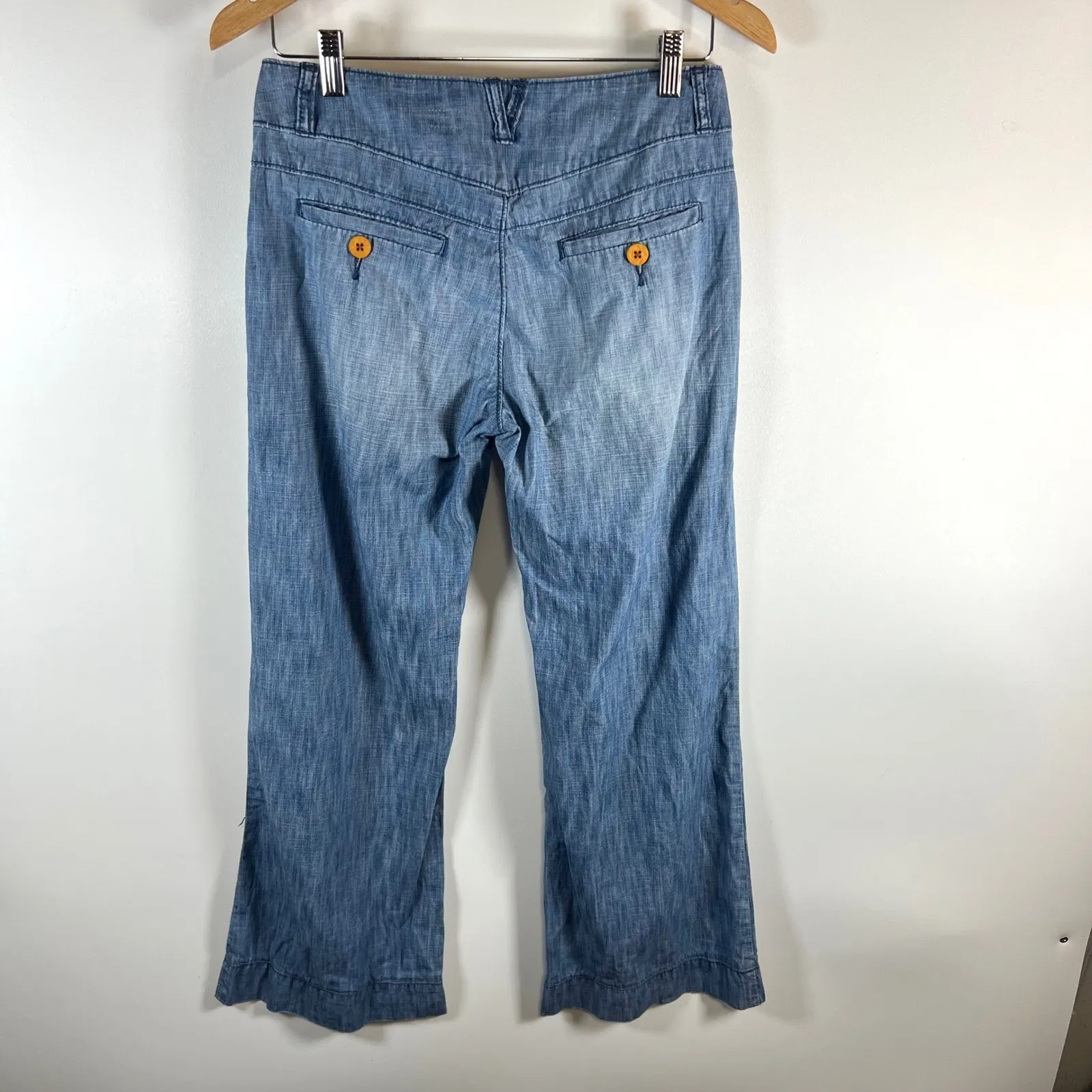 Pilcro Anthropologie Wide Leg Cropped Denim Jeans women's Size 27 boho - Image 6