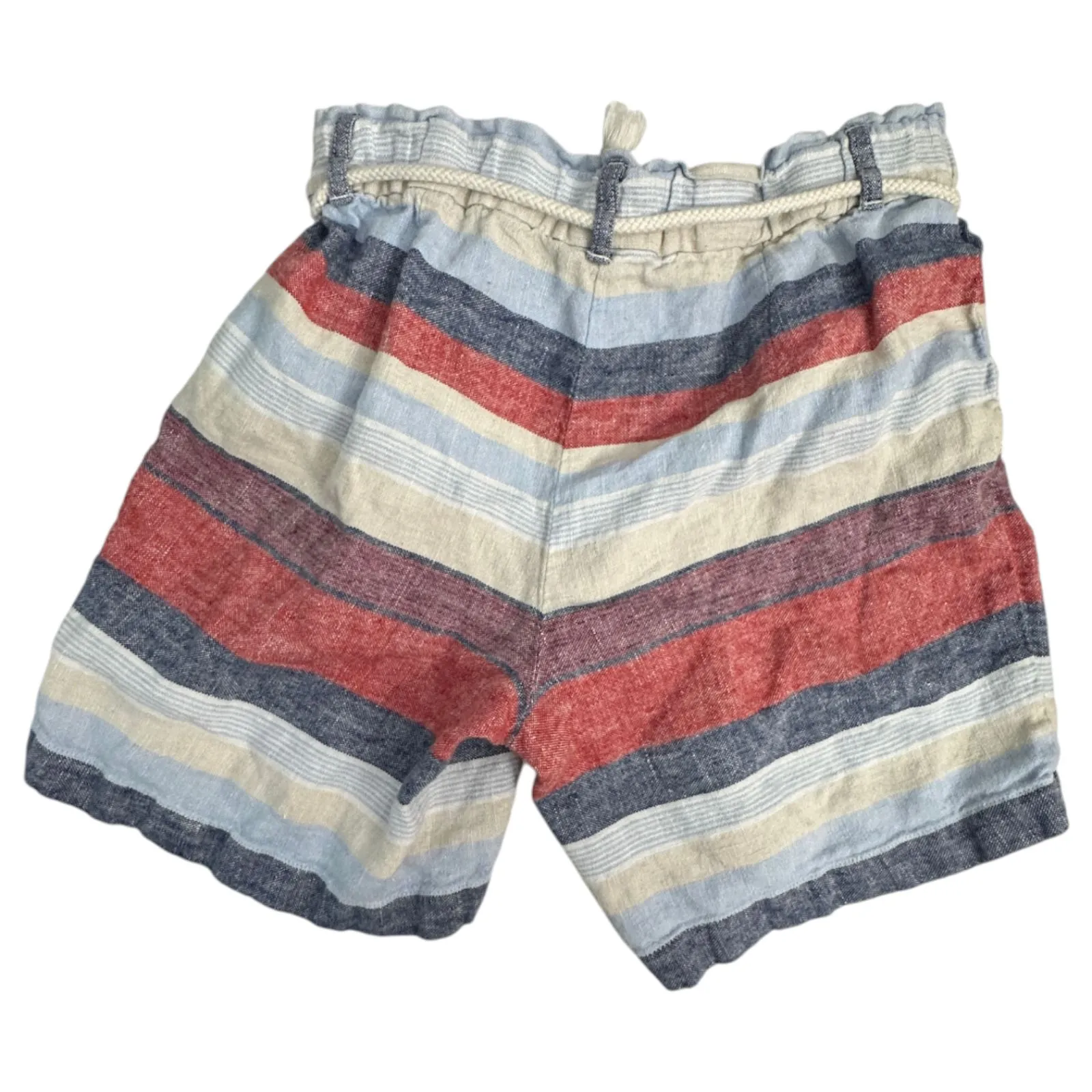 J. Jill Love Linen Blue Cream Red Stripe Nautical Tie Bermuda Shorts Women's XS - Image 3