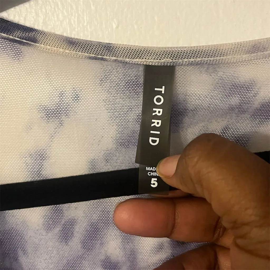 Torrid 5 Purple Tie-Dye Mesh Smock Waist Swimsuit Cover Up Dress 5x 28‎ - Image 4