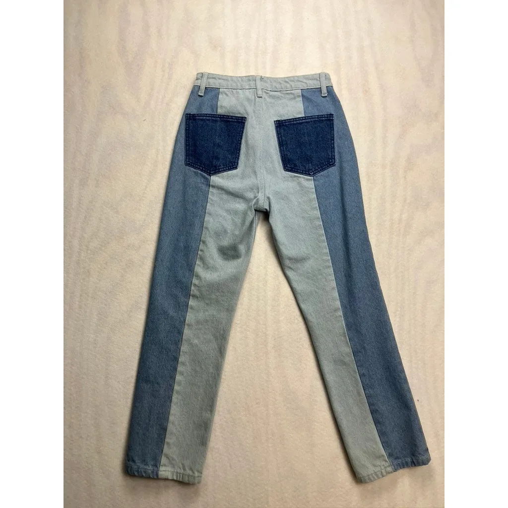 Blush Boutique Two Tone Color Block Jeans Womens Size S High Rise Denim Cotton - Image 10
