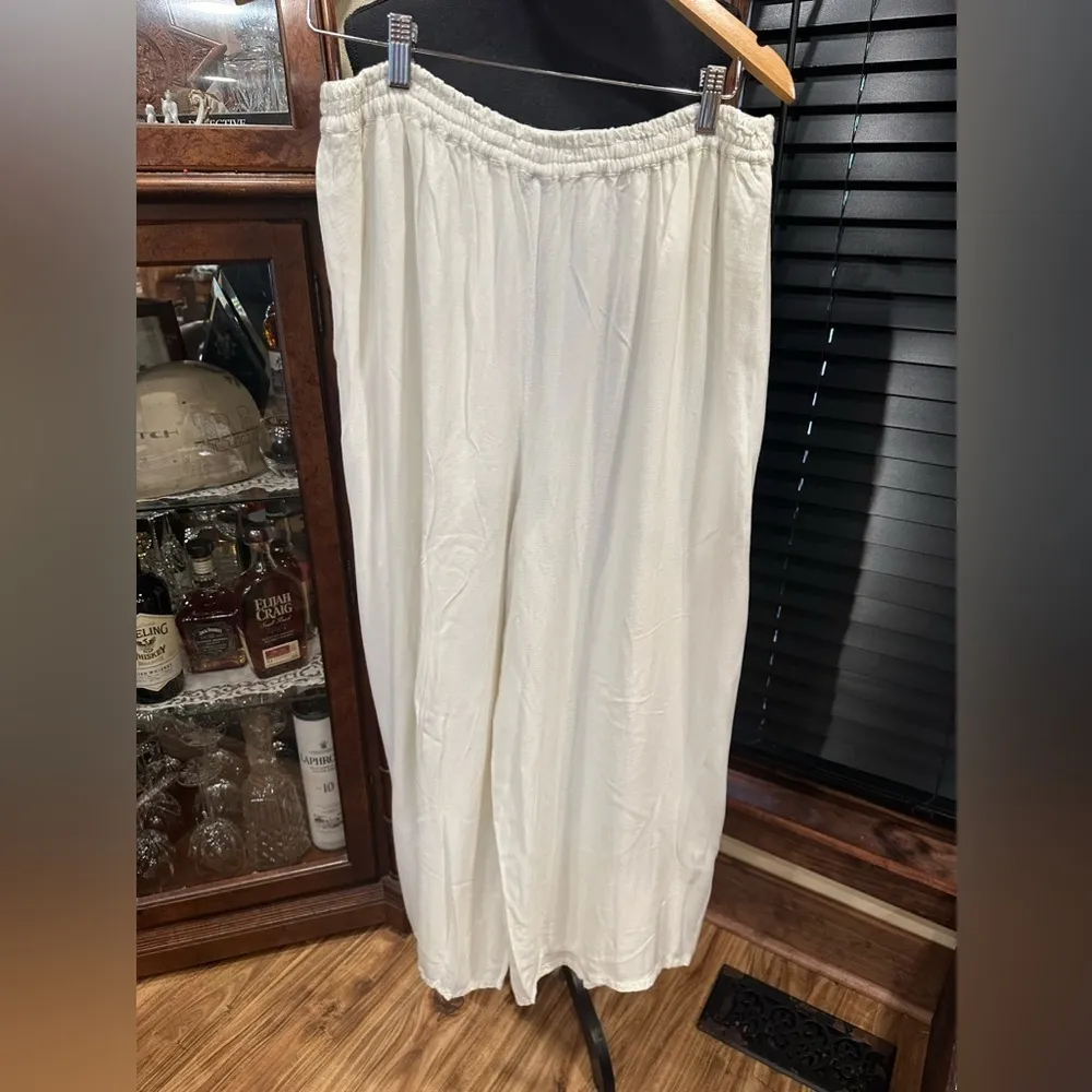 Bohemian White Embroidered Pants with Mirror Decor Size 2 Size L - Image 3