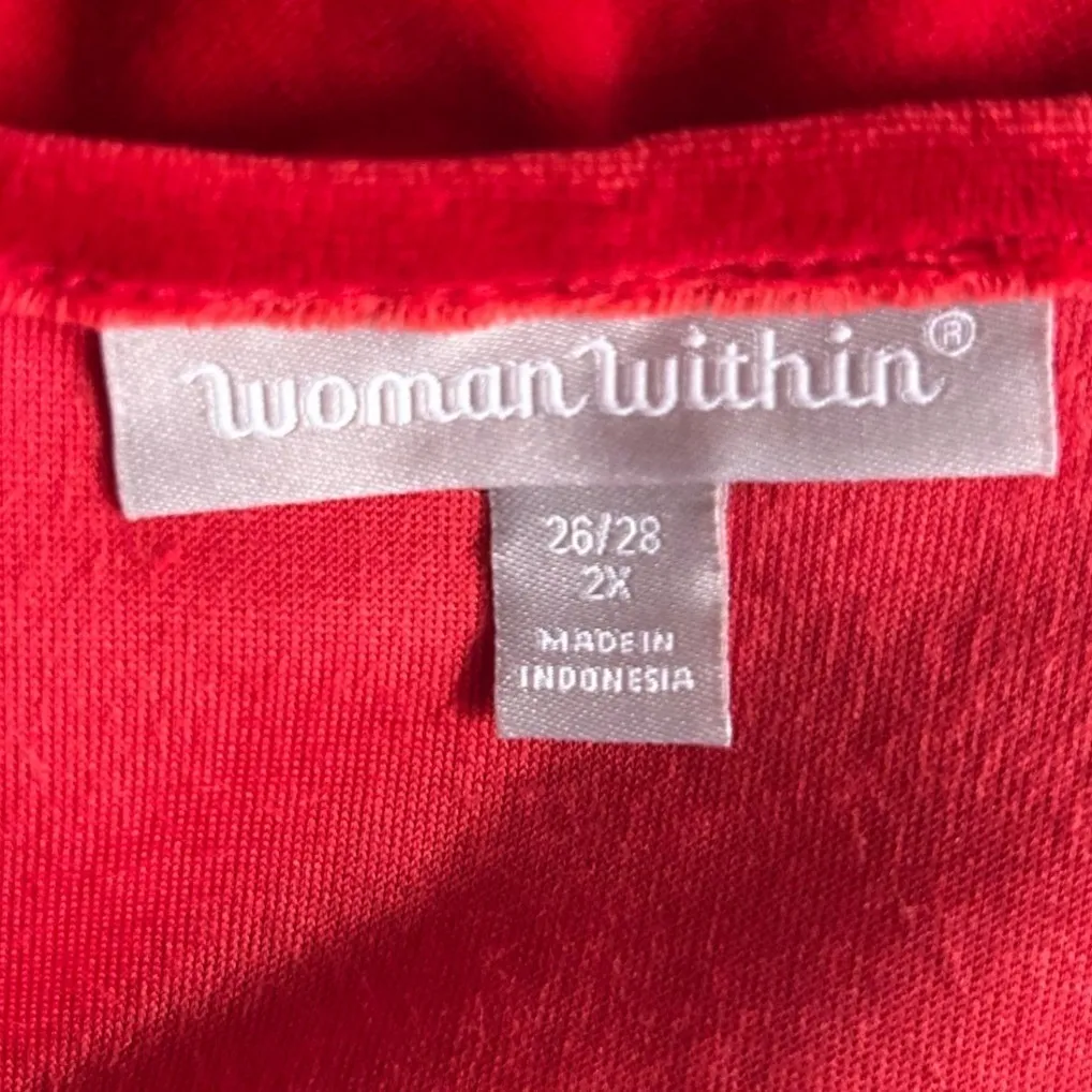 Woman Within‎ Velour Tunic Blouse Red 2X - Image 6