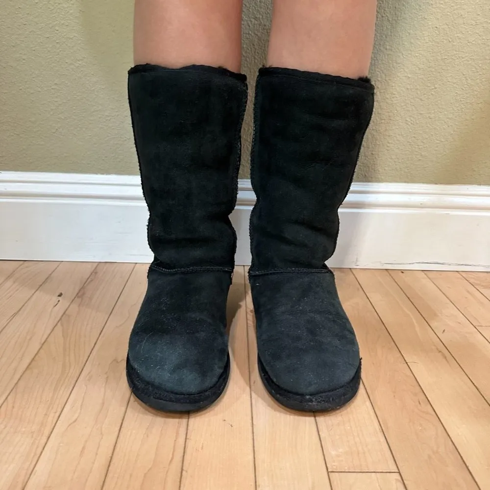 UGG Classic Tall Black Shearling Boots - Womens Size 6 - Image 3