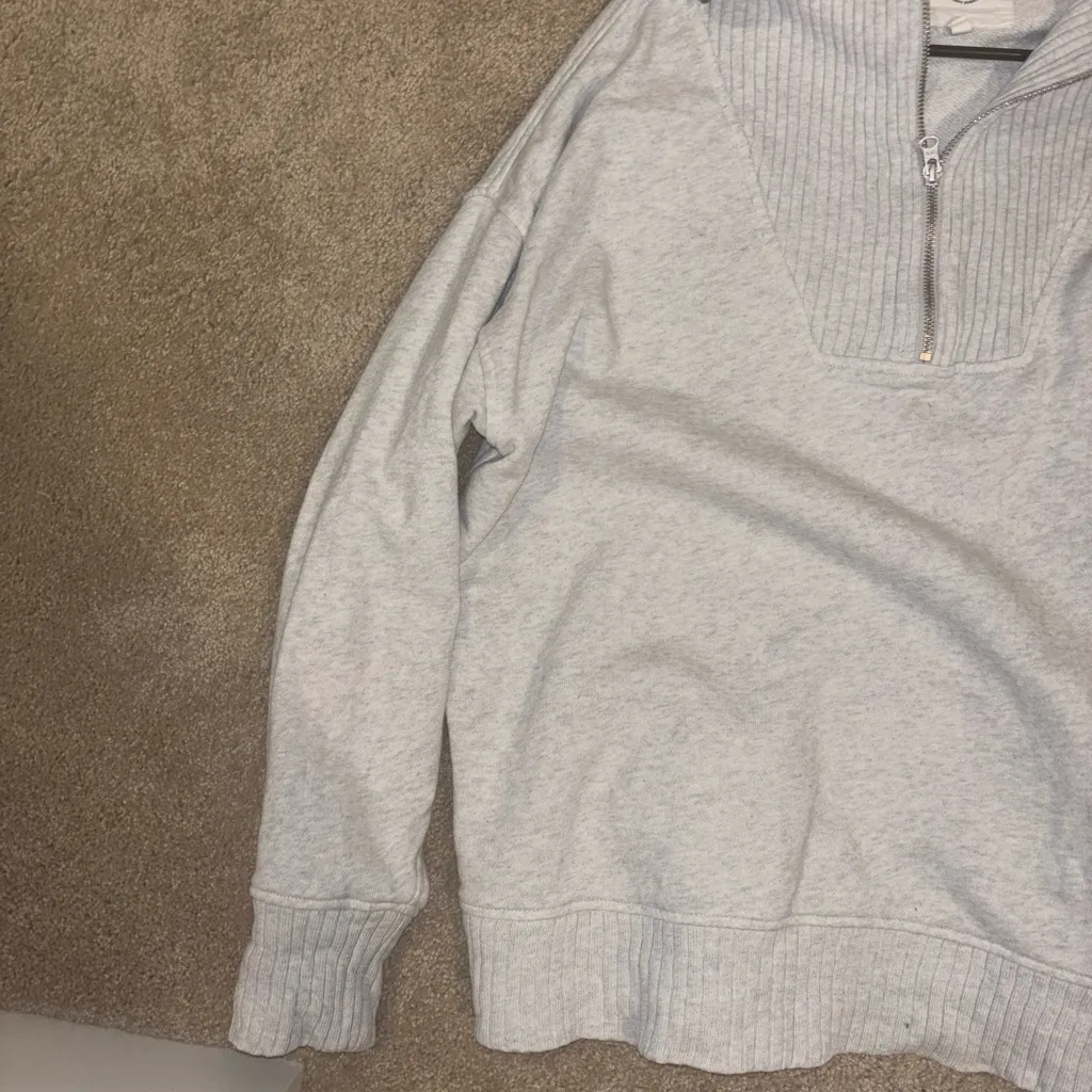 Aerie Gray Half-Zip Sweater Medium - Image 5
