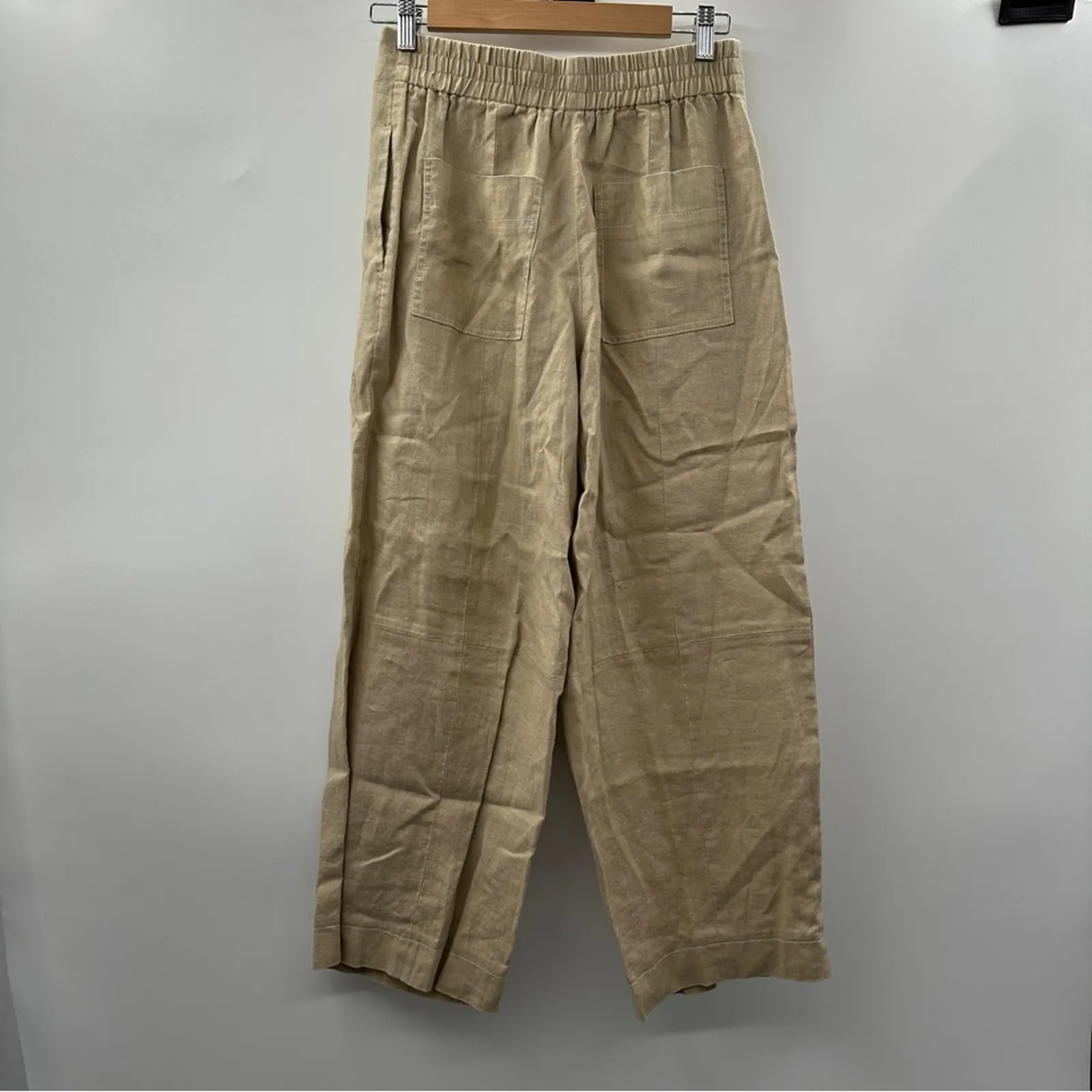 ATM Anthony‎ Thomas Melillo Cropped Linen Wide Leg Pants in Beige Sz 2 NEW - Image 6