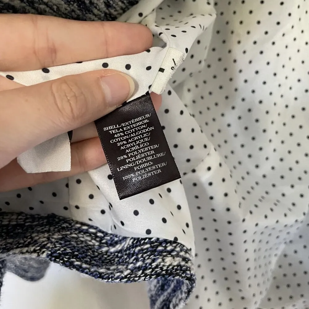 Ann Taylor Womens Tweed Knit Blazer Jacket Size 6 Black & White Polka Dot Lining - Image 6