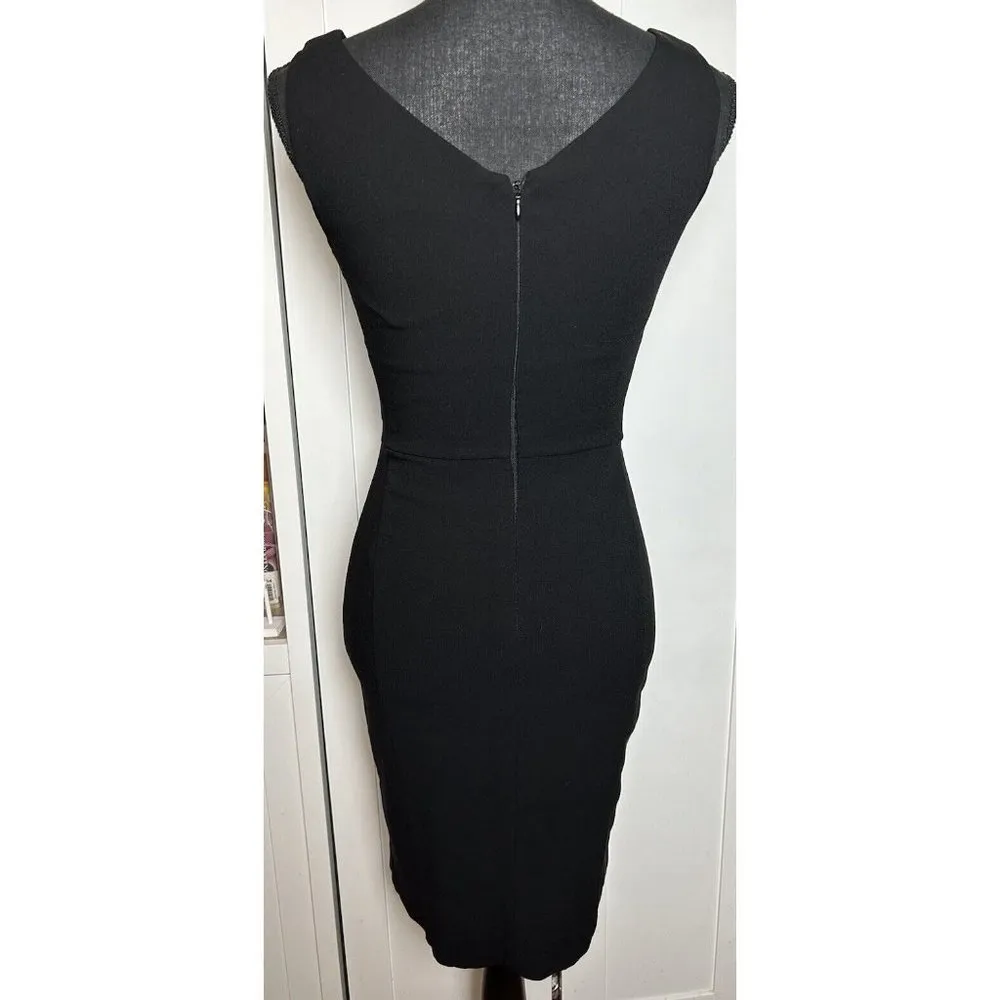 White House Black Market Women's‎ Size 00 Black Sleeveless Dress - Image 4