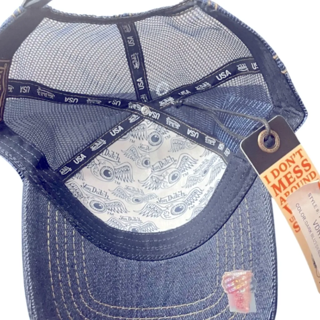 NWT Von Dutch Denim Rhinestone Cap - Image 4