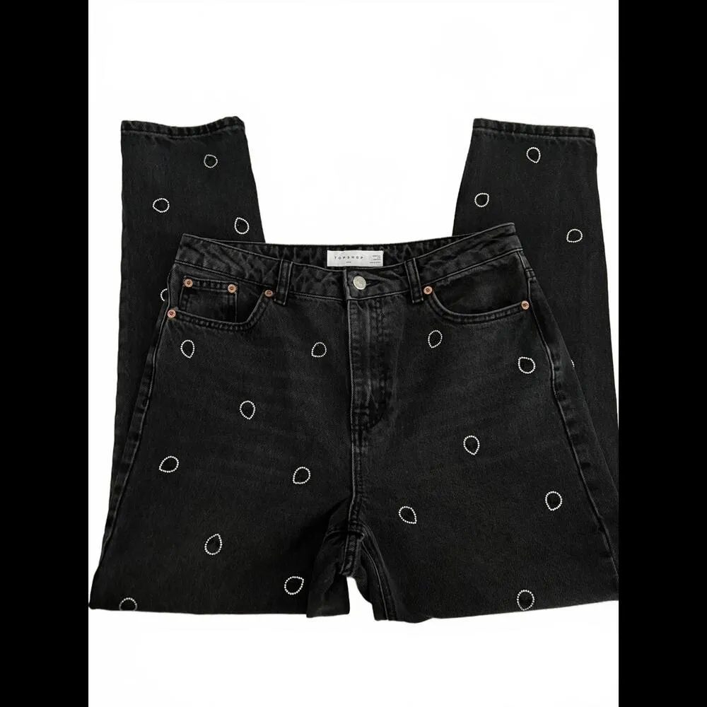 FALL CLEARANCE NWOT Asos Alien Rhinestone Embellished Mom Jeans - Sz 30 - Image 2