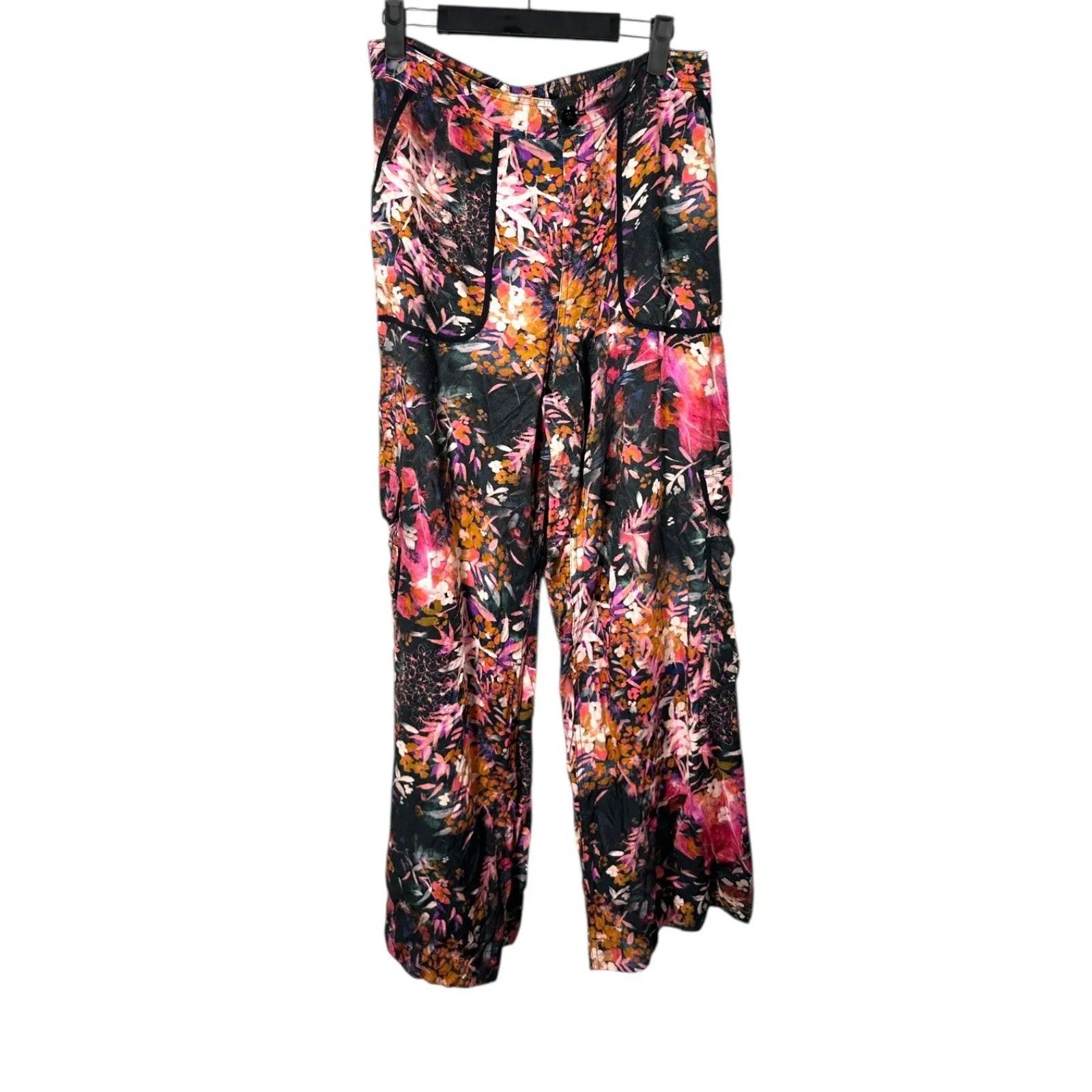 By Anthropologie Flowy Moody Dark Floral Cargo Pants Size 12 - Image 3