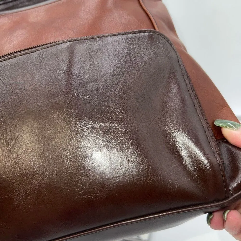 Tignanello Color Blocked Leather Outside Wallet Pocket Convertible Crossbody Bag Brown - Image 8