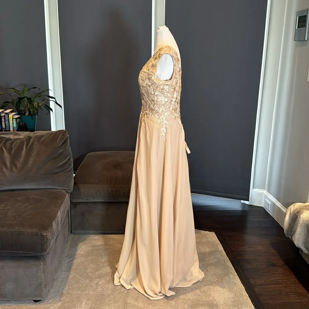 Women’s Chiffon & Lace Appliqué Corset Back Dress Mother of the Bride Size 10 - Image 7