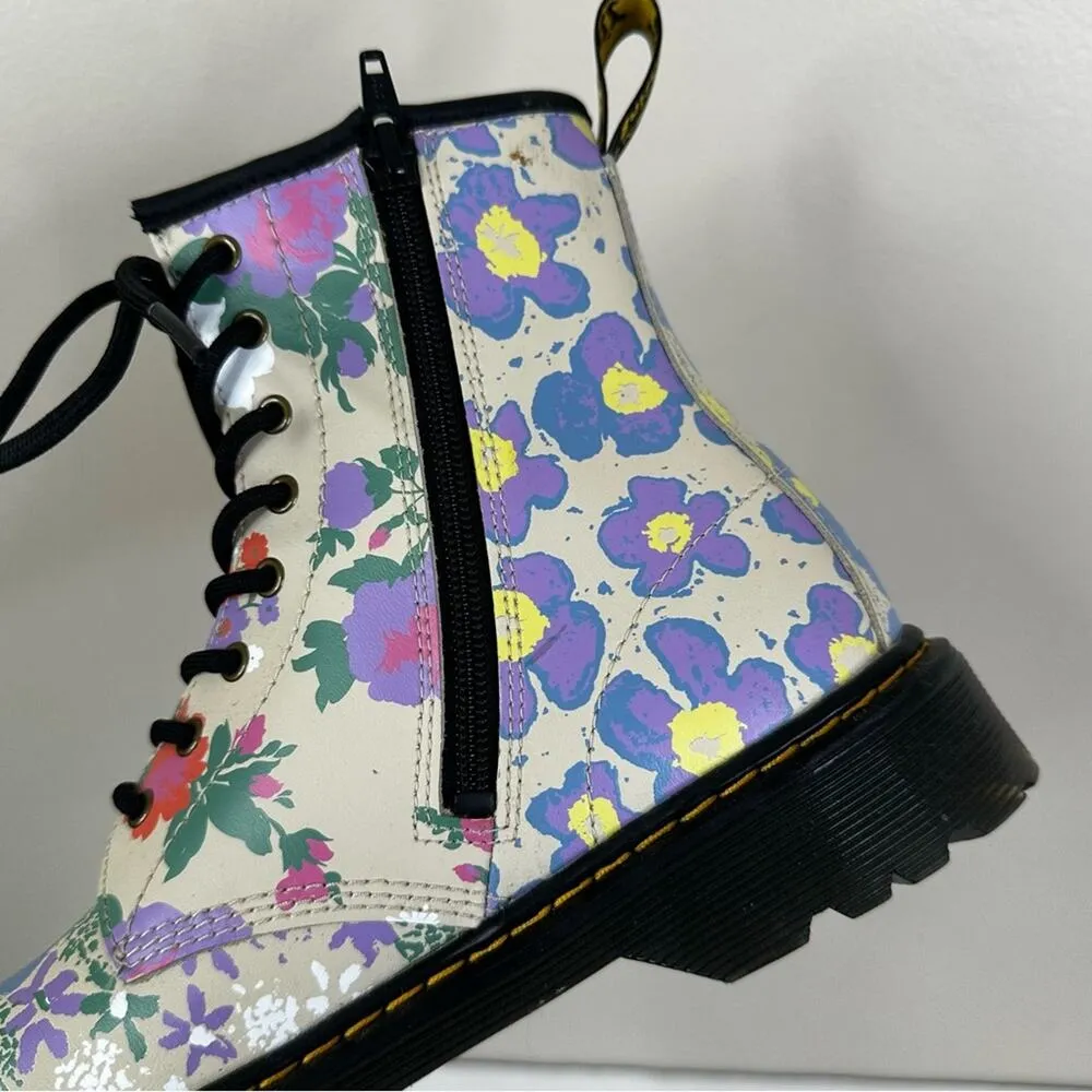 Dr. Martens Boots Womens 6 Floral Print Lace Up 1460 Y Multicolor Docs - Image 9