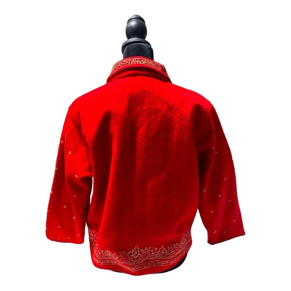 Vintage New Direction Red and Gold embroidered Blazer size S made in India - Image 3