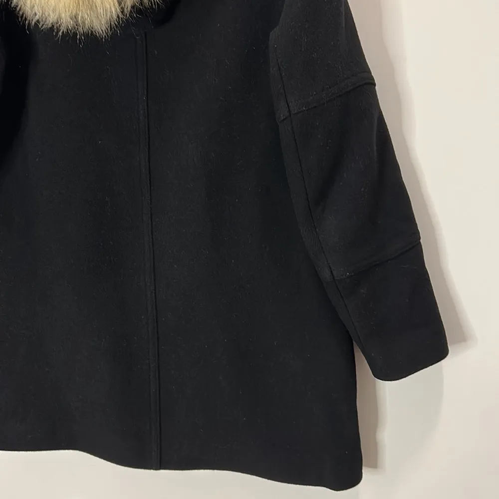 J Crew Coat‎ Women size 4 Black Tan Stadium Cloth Nellie Gori Wool Blend Utility - Image 6