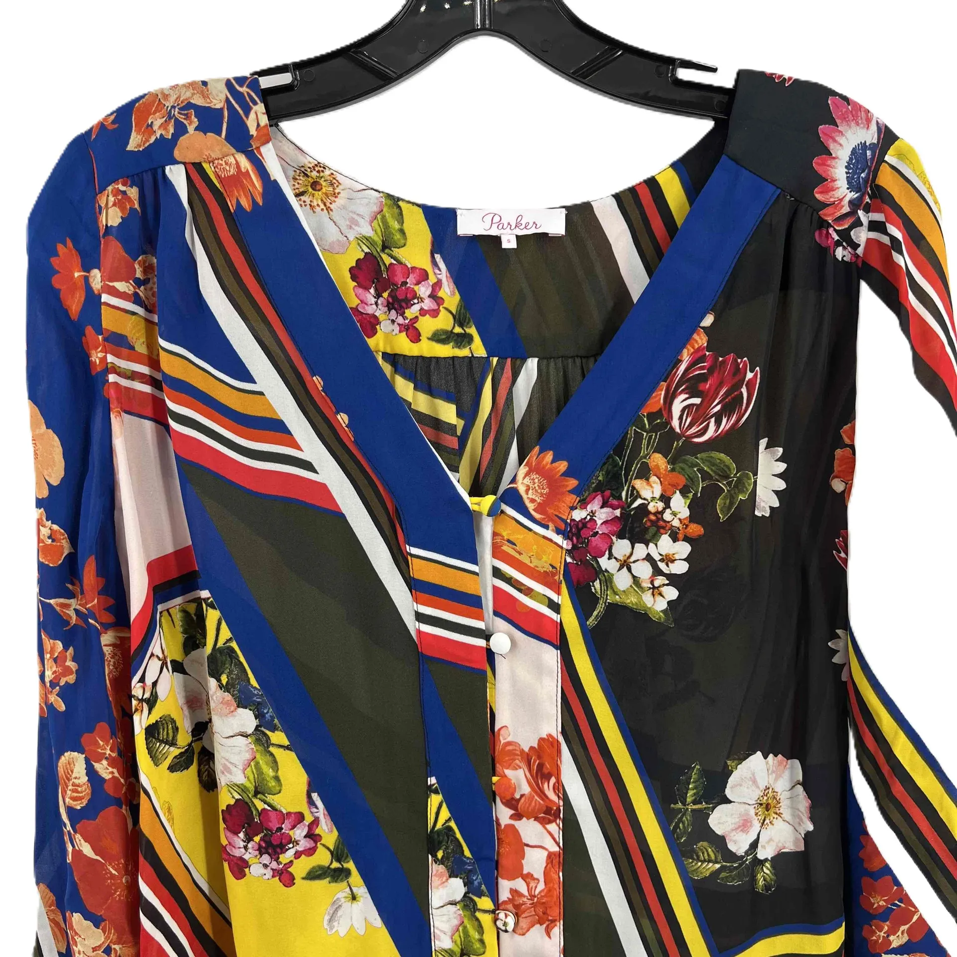 Parker Scarf‎ Flower Oriana Blouse Floral Print Long Sleeve Silky Small New - Image 5