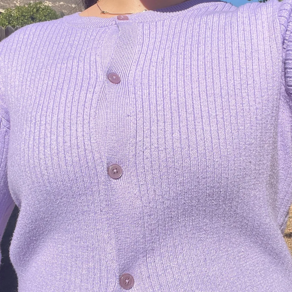 Wild Fable Lilac Ribbed Cardigan - Image 5