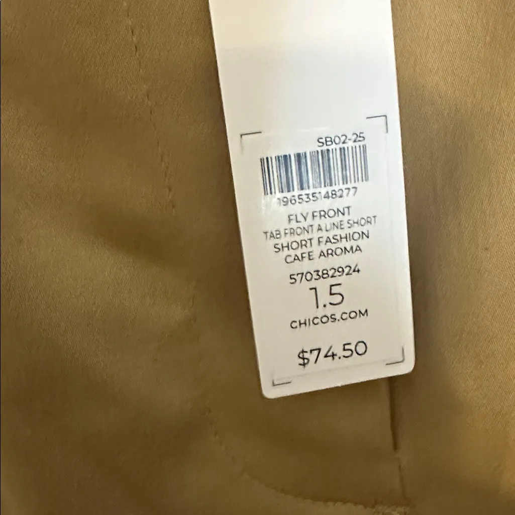 Chico's fly front tab front a line‎ shorts Size 1.5 Size 10 NWT - Image 8