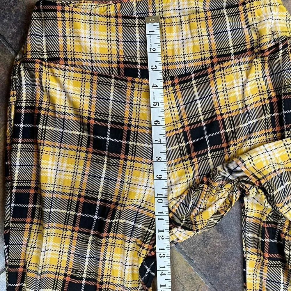 NWT Mlle Gabrielle Women’s Yellow Black Plaid Pull-on Leggings 1X - Image 3