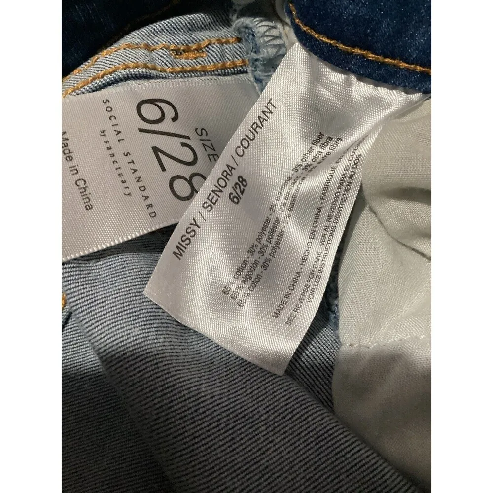 Social Standard Womens Sparkle Splatter High Rise Skinny Jeans Medium Wash 28 Blue - Image 8