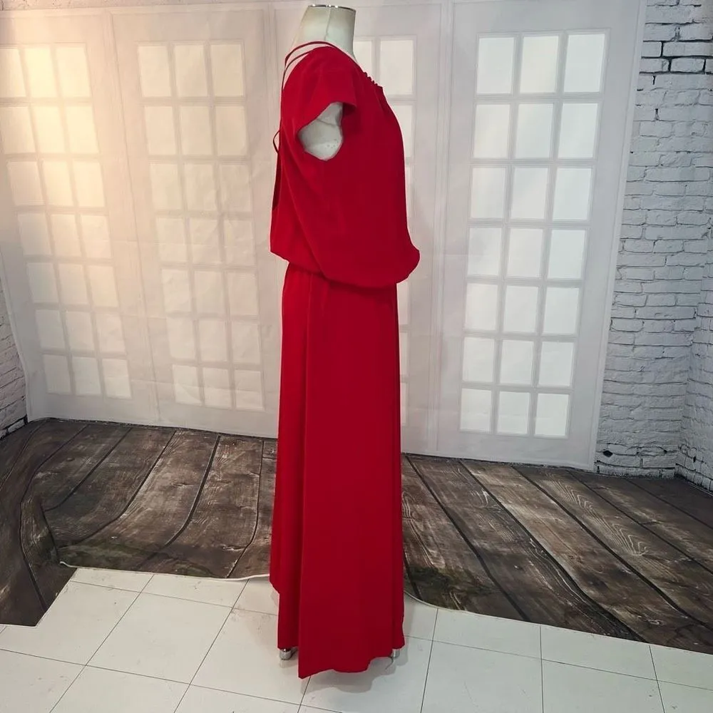 Ba&Sh wolga solid cherry red strappy maxi dress size 2 or medium - Image 6