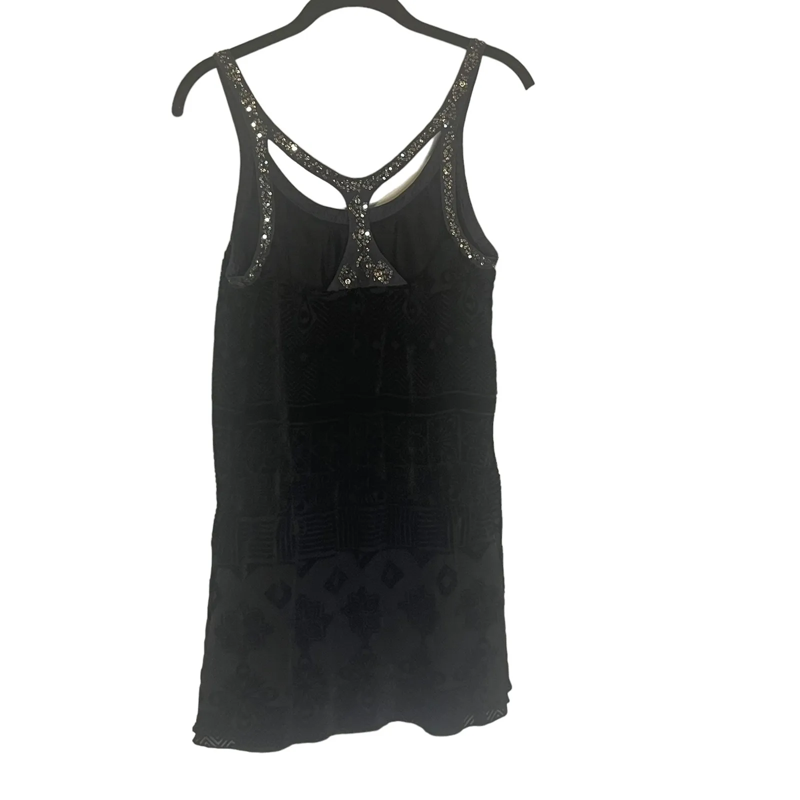 Free People Women's Size 6 Small Black Velvet Sequin Wymsgoth Romantic‎ Top - Image 6