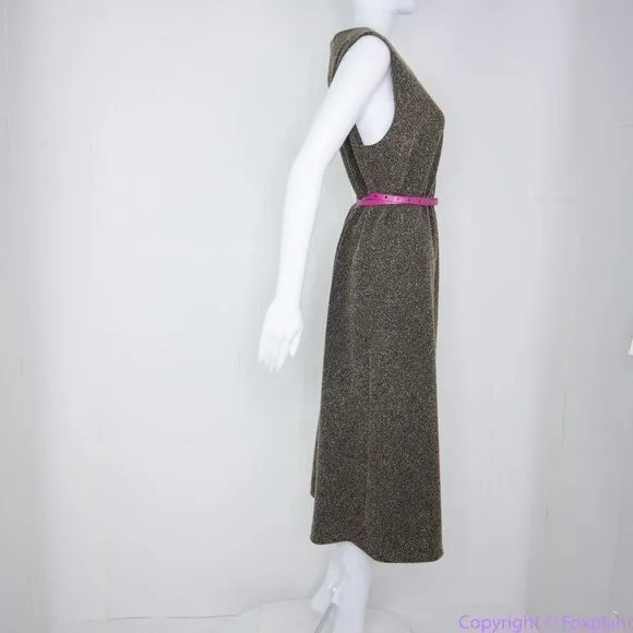 Vintage‎ Leslie Fay scoop neck sleeveless midi dress, size 16 Brown - Image 11