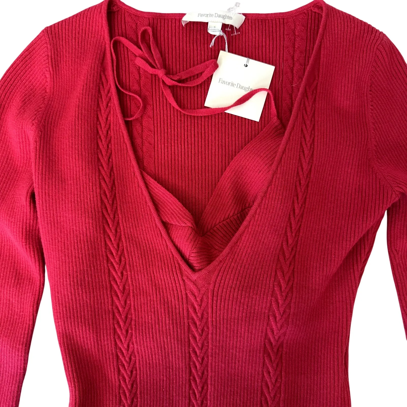 NWTFavorite Daughter Take Me Somewhere Red Cable Knit Sweater Size Small - Image 4