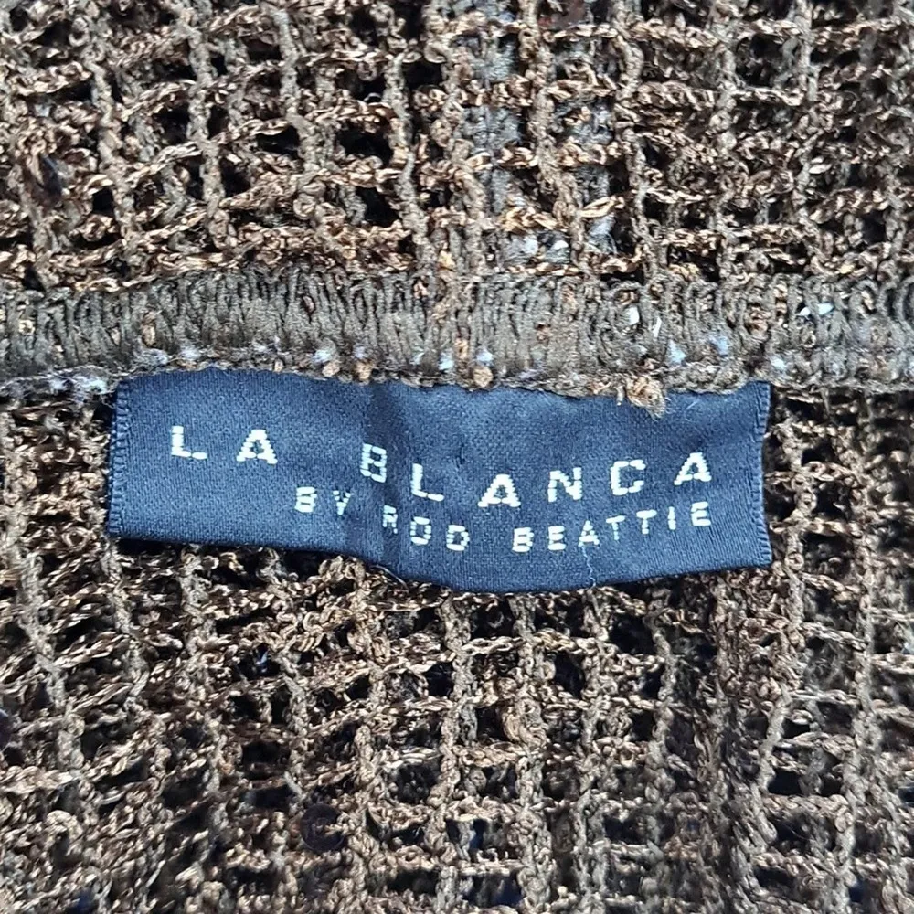 LA Blanca knit beach cover-up rich brown color sequins hoodie - Image 7