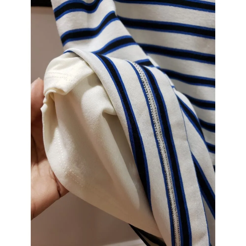 Karen Kane Womens White Blue Viscose Striped Elastic Waist Pencil Skirt S - Image 6