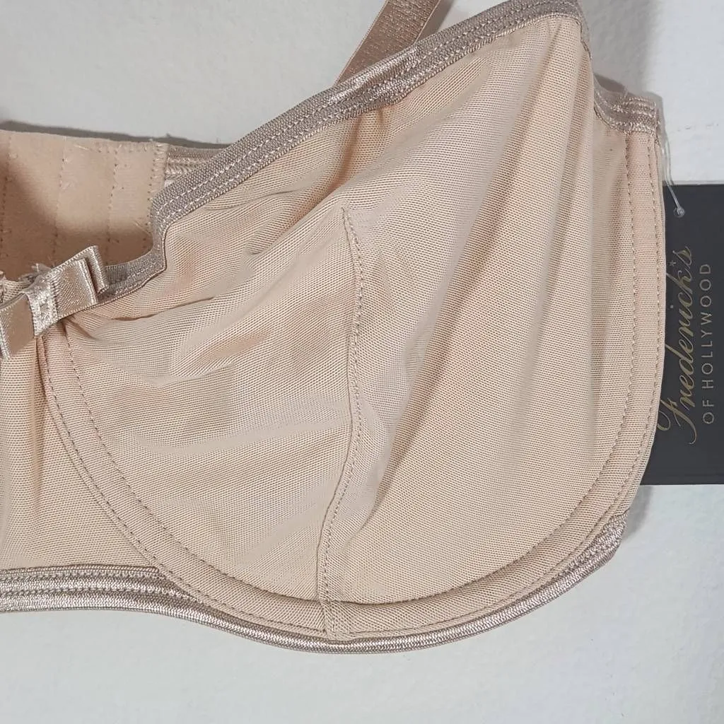 Frederick's of Hollywood Nude Mesh Balconette Bra Size 32F NWT Everyday Nude Bra - Image 2