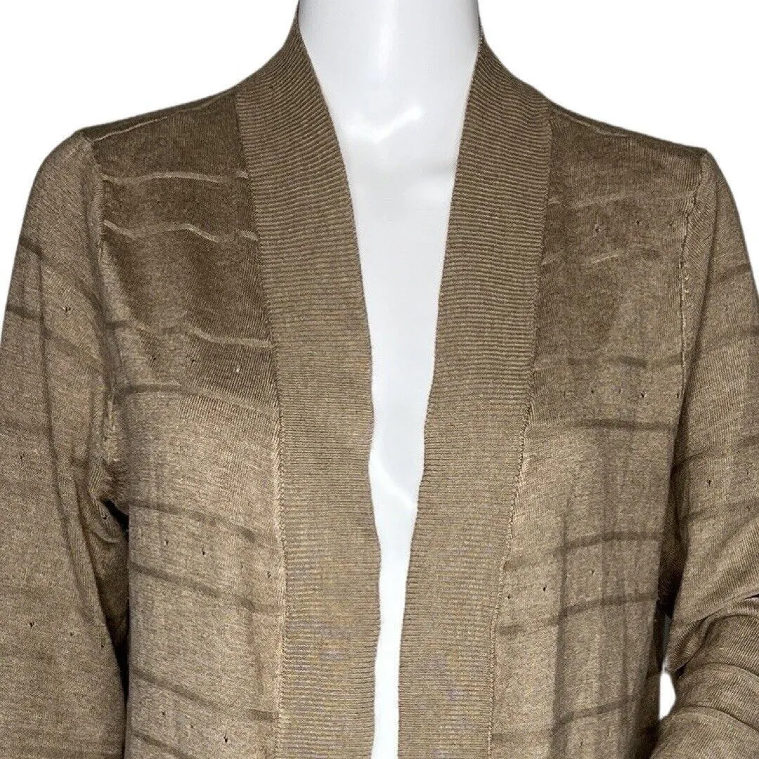 Karen Scott Sweater Womens Medium Tan Open Cardigan Everyday Neutral Minimalist - Image 5