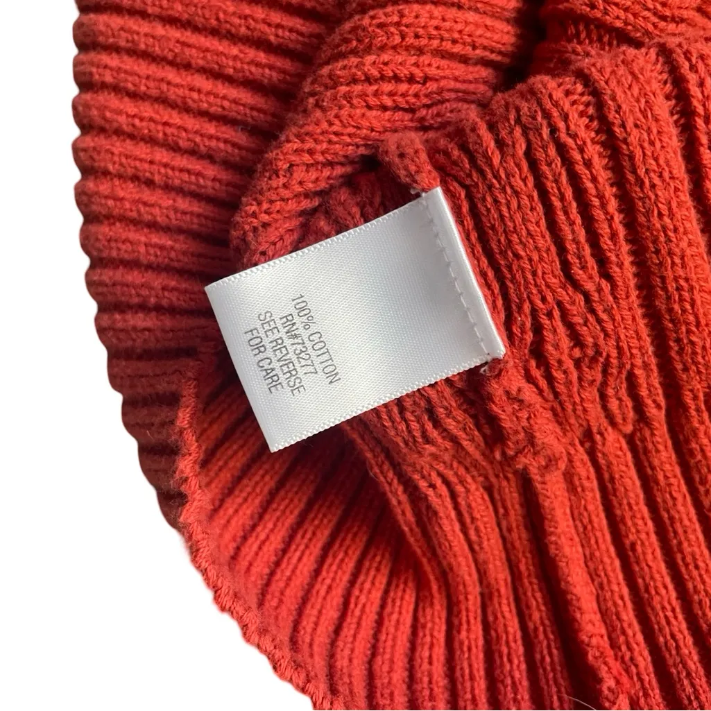 Croft & Barrow Orange Cable Knit V-Neck Sweater - 100% Cotton - M - Image 3