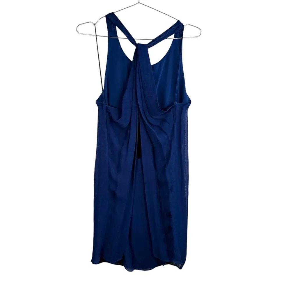 Alice + Olivia Indigo Silk Draped Mini Dress - Image 3