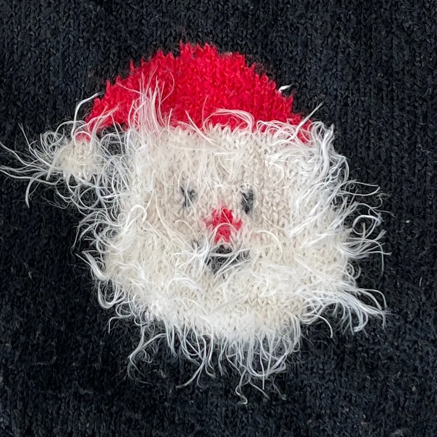 Christmas sweater black crop knit stretch size Small holiday - Image 2