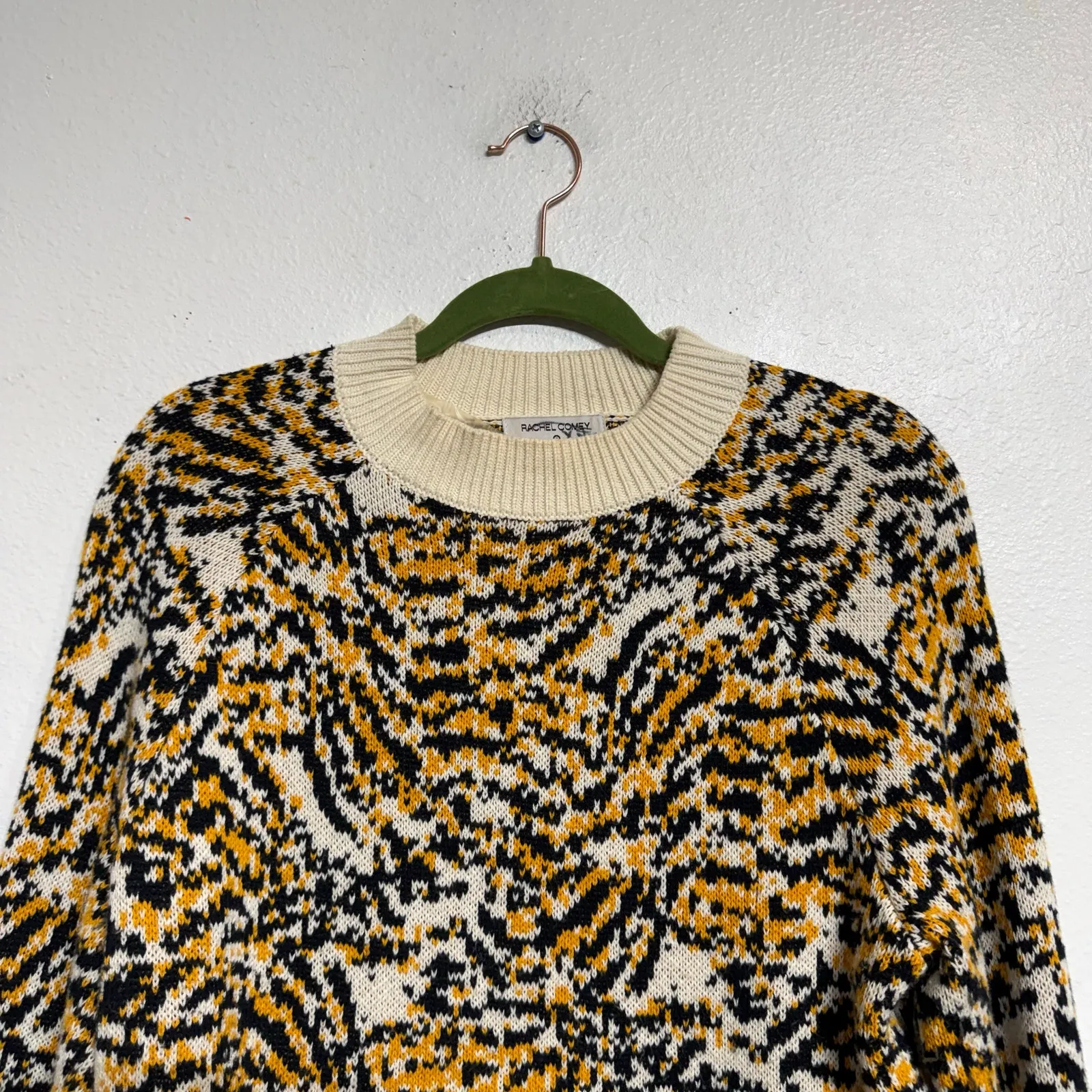 Rachel Zoe Leopard Print Cropped Oversized Sweater Sz XXS - Image 3