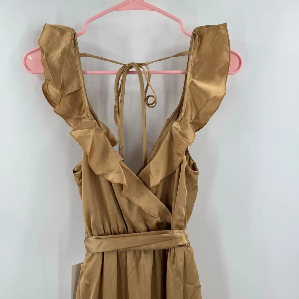 Show Me Your Mumu Dress Extra Small Samantha Ruffle Dress True Gold Bridesmaid - Image 11