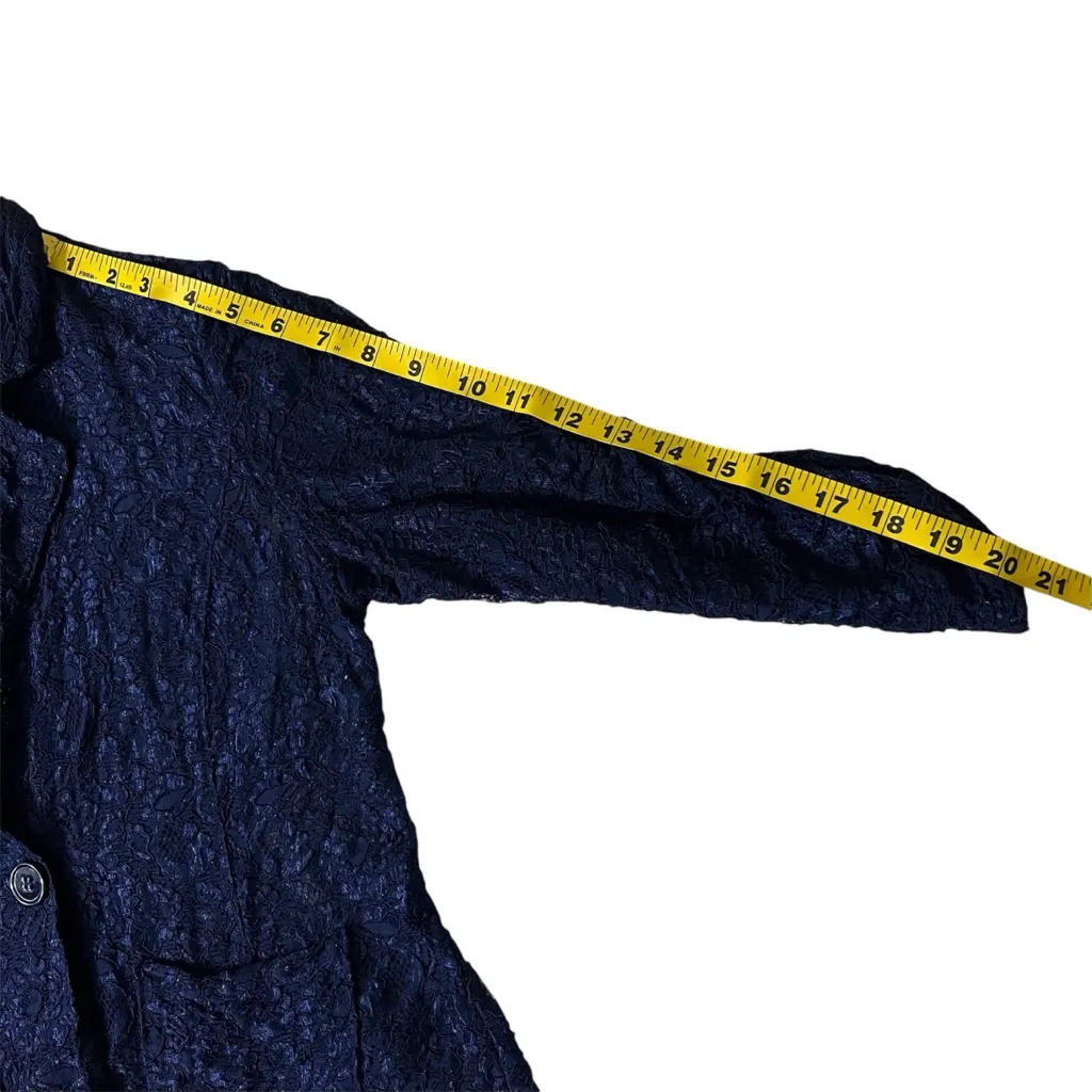 Lace Cardigan With Button‎ Closure And Pockets Navy Blue - Image 8