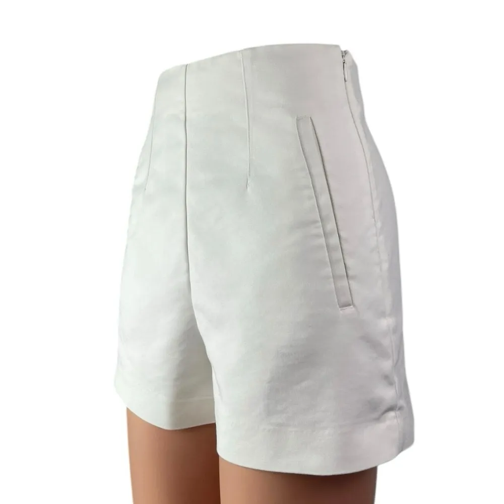 Zara Women's White High Waisted Side Zipper Wide Leg Casual Mini Shorts Size XS - Image 3