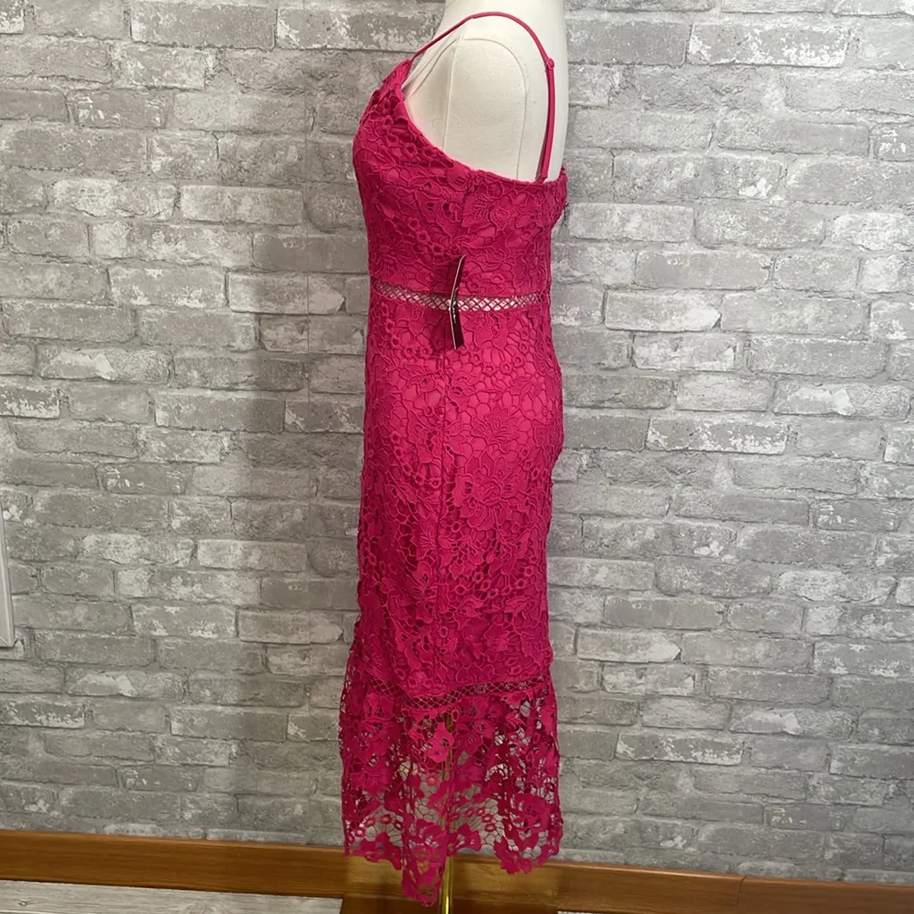 Lulu's Taliah Hot Pink Lace Midi Dress - Image 4