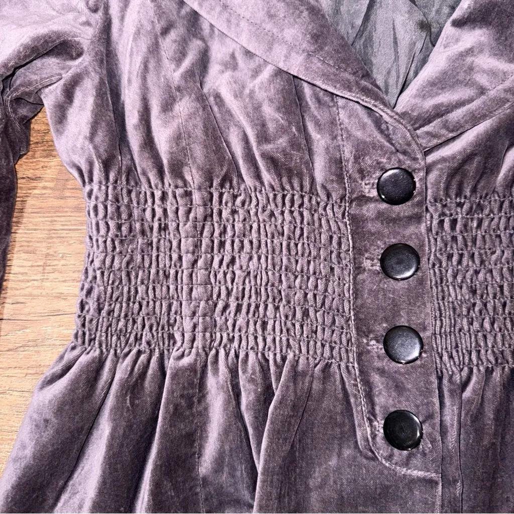 Elevenses Anthropologie  Gray Velvet Button-Up Blazer - Image 11