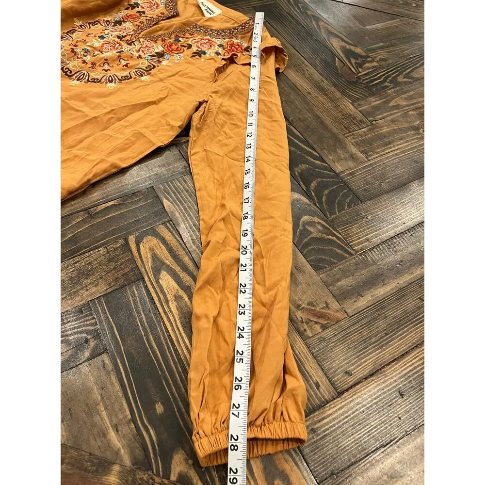 Savanna Jane Western Boho Floral Fairy Blouse Women Medium Flowy Cowgirl Loose Yellow - Image 6