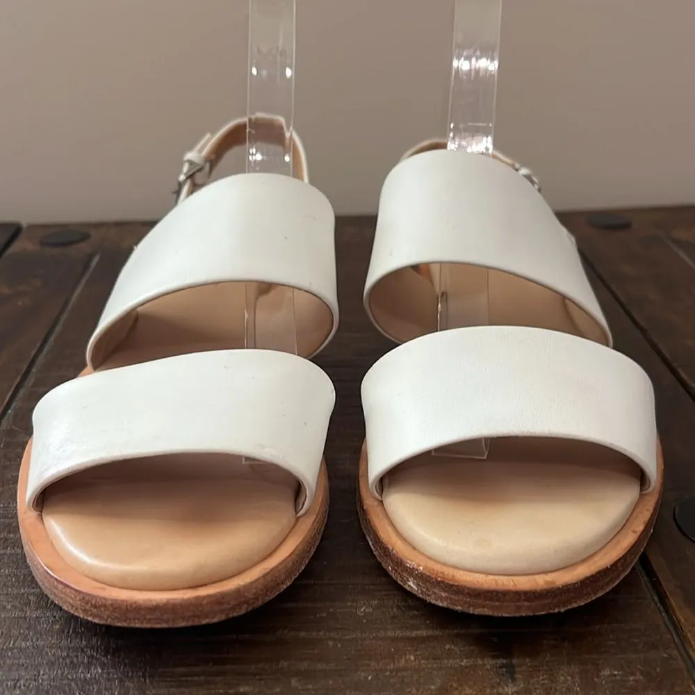 COS Sandals‎ Double Strap Flat White Leather Size US 8 - Image 9