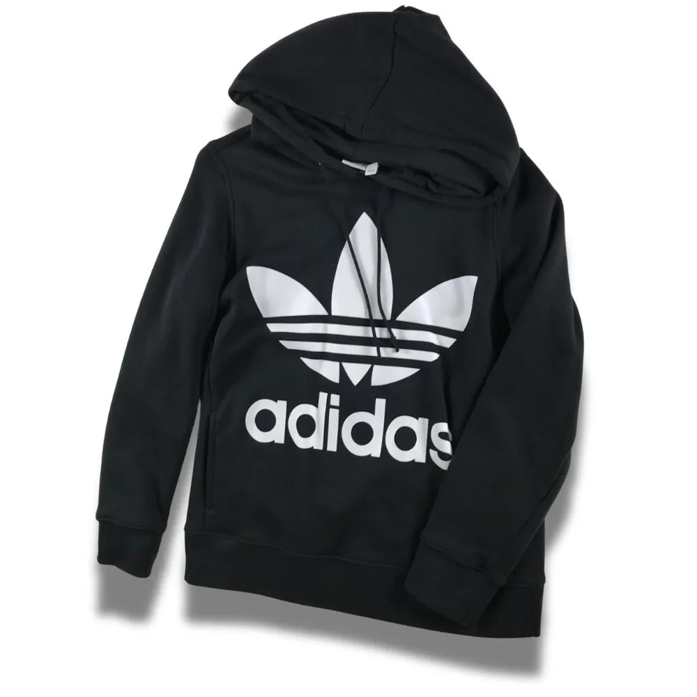 adidas Originals Women's Black Trefoil Hoodie SMALL - Image 4