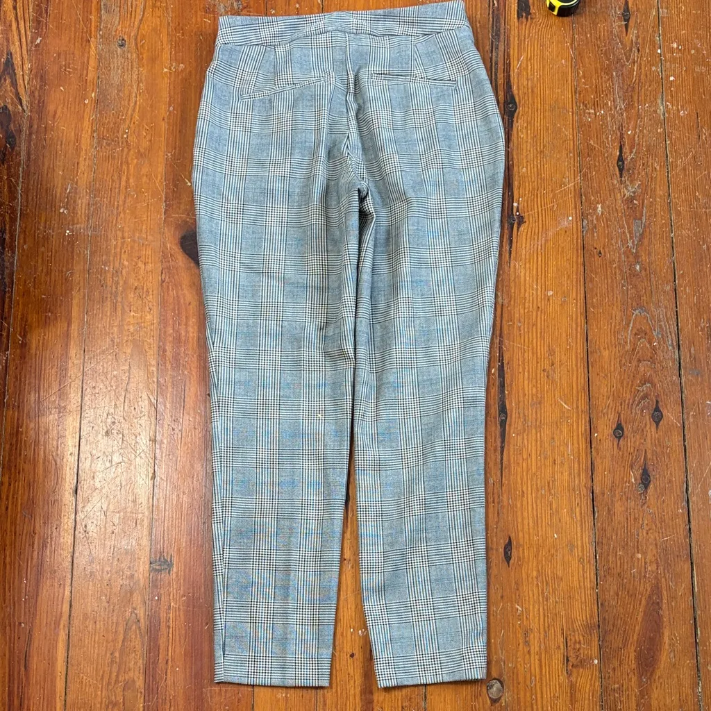 Zara Basics Gray Plaid Pants Tan Blue Size 4 - Image 6