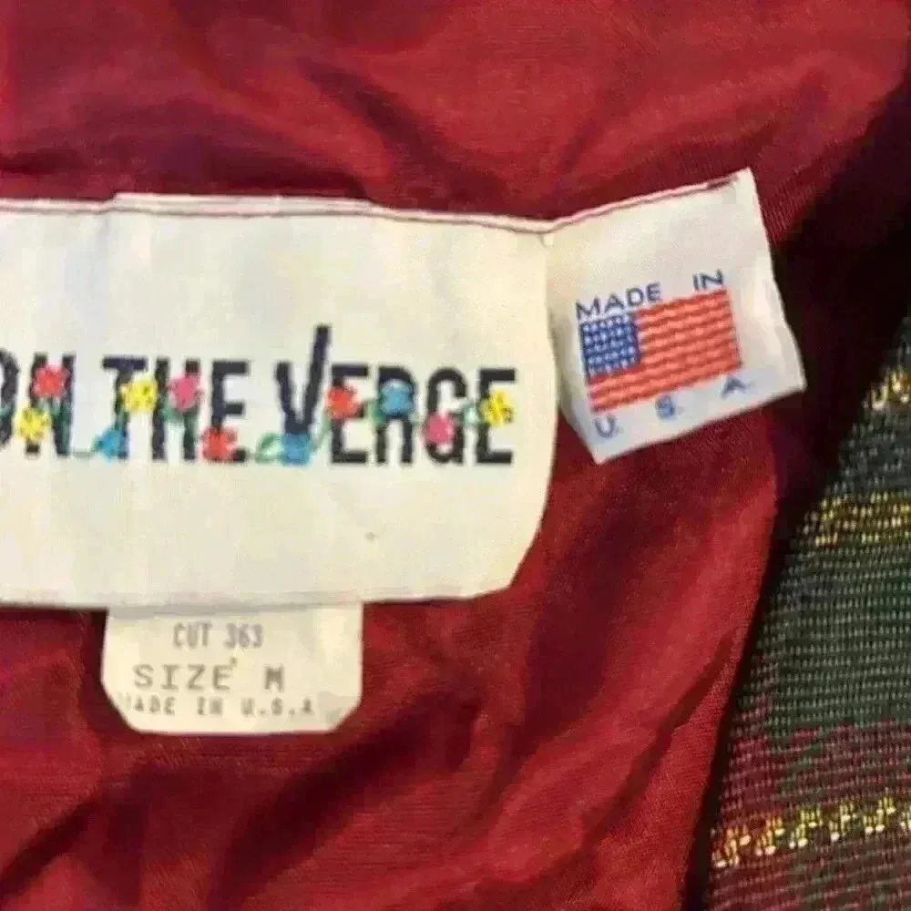 Vintage Christmas Tapestry Tartan Plaid Santa Vest Made In USA Size Medium 80s Red - Image 7